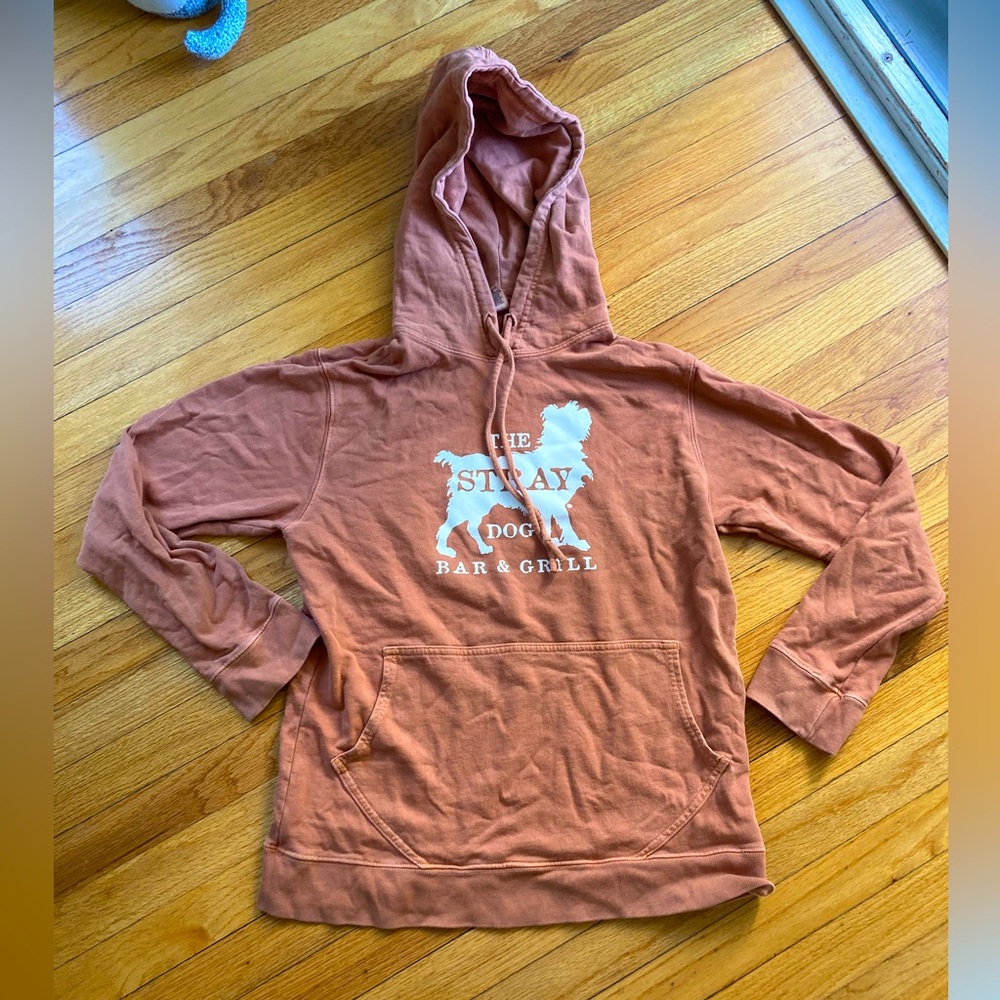 Stray dog orange hoodie womans extra small.